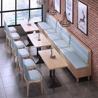 Ensemble de table à manger de haute qualité en bois pour café, avec banquette ignifuge pour restauration rapide, table de restaurant en cuir vert