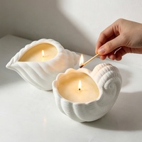 Support de bougie vide en céramique de luxe, forme coquillage, écologique, fait main, style nordique, avec logo personnalisé, pour décoration intérieure, vente en gros