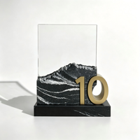 Trophée en cristal noir en forme de montagne, écologique, gravé, numéro 3D personnalisé, plaque de récompense pour années de service, souvenir sportif