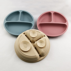 Factory Food Grade Material Baby Feeding <b>Tool</b> New Arrival Silicone Bowl Plate with Suction Divided - Product Image 2