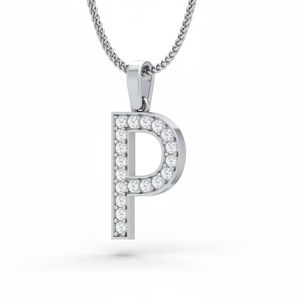 Trendy Natural Diamond Alphabet P Unisex Pendant Personalized Initial <b>Letter</b> <b>Gold</b> Jewelry with Real Diamonds Fine Jewelry - Product Image 1