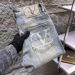 กางเกงยีนส์ผ้ายืดเข้ารูป<span class=keywords><strong>ขา</strong></span>ตรงสไตล์ยุโรป, กางเกงยีนส์ลำลองยาวระดับไฮเอนด์สำหรับผู้ชายกางเกงยีนส์ซักกลาง - Product Image 4