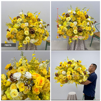 Centro de Mesa de Flores Artificiales de Fábrica, Bola Blanca de 50cm de Diámetro, Centro de Mesa Redondo de Flores 5D con Rosa Blanca y Delphinium de Tacto Real para Bodas