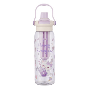 Cartoon Water Bottle Large Capacity Plastic Cup With Tea Strainer For Outdoor Sports - Product Image 5