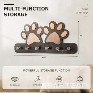 Wooden Dog Paw <b>Key</b> <b>Hanger</b> Wall Mounted Rack Retro Color Hooks For Home Entryway Decor - Product Image 5