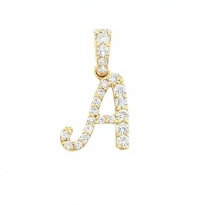 Personalized Trendy Custom Cute Initial Alphabet Letter <b>Charm</b> Necklace Fine Jewelry Solid 10K Gold Natural Diamond Pendant Party - Product Image 1