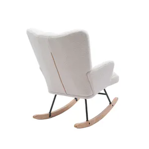 Cina fornitore di velluto bianco gamba in legno Sala De Estar sedia a dondolo per adulti moderni