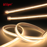 Lampu Strip LED COB Kecerahan Tinggi IP67 Tahan Air Lapisan Silikon 12mm Pita Fleksibel 24V Tanpa Titik Cahaya Seragam CRI>90 5 Tahun