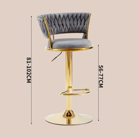 Tabouret de bar pivotant moderne de luxe avec structure en fer durable, chaise de salle à manger vintage haute dorée, siège en velours – En promotion