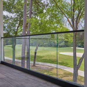 Balustrade en verre à profil en U en aluminium haut de gamme, garde-corps trempé pour les lofts résidentiels de luxe, les balcons et les terrasses de villas - Product Image 1