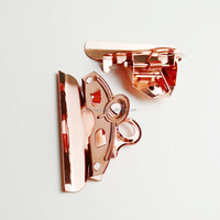 Office School 78 85 100mm alambre plano de oro rosa Clip de tablero de perfil bajo abrazadera de carpeta de mariposa Clip de portapapeles de Metal para carpeta de archivos