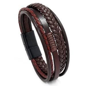 สร้อยข้อมือหนังถักสไตล์ยุโรป ดีไซน์ใหม่ วัสดุสแตนเลส 316L ชุบทอง พร้อมจี้แท่งเปล่าแบบวินเทจ - Product Image 3