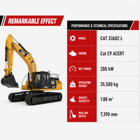 Excavatrice sur chenilles CAT 336 d'occasion certifiée, avec soupape principale d'origine, 36 tonnes, pour la vente à l'exportation