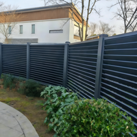 Clôture de jardin moderne minimaliste en alliage d'aluminium à lattes horizontales, résistante à la rouille et aux UV, avec lattes aérées, sécurisée pour les enfants, taille personnalisée, installation facile
