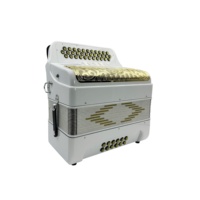 Accordéon diatonique JB3412D OEM 34 boutons 12 basses 5 registres Corps blanc brillant Grille dorée Boutons dorés