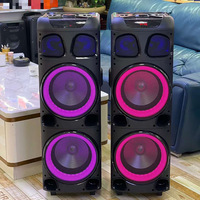 KIMISO Enceinte portable à double haut-parleur, haute puissance 80W, pour karaoké extérieur, avec double haut-parleur de 10 pouces en plastique, modèle QS-1010