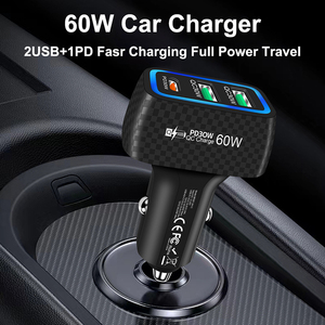 Nouveau produit 2026 : Chargeur de voiture rapide 3-en-1 QC3.0 3.1A 60W avec adaptateur USB-C PD - Product Image 3