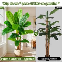 Arbre bananier artificiel de 6,2 pieds, grande plante bananier artificielle avec des feuilles et une écorce réalistes pour la décoration intérieure de la maison et du bureau