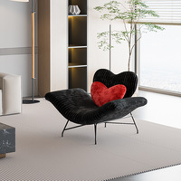 Fauteuil inclinable moderne Cupid monoplace en cuir avec revêtement en fourrure de lapin, style de luxe léger, pour salon et hôtel