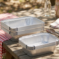 Barquette rectangulaire jetable en aluminium argenté pour la cuisson au four, idéale pour les restaurants, les barbecues et les friteuses à air.