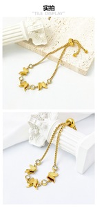 สร้อยข้อมือสแตนเลสชุบทอง18K ปรับได้รูปผีเสื้อสำหรับผู้หญิง | ดีไซน์3D ทันสมัยเครื่องประดับไม่ซีดจาง - Product Image 6