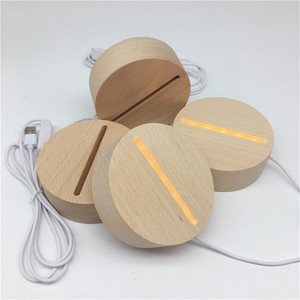 Lámpara Nocturna LED 3D Ecológica con Base de Madera Real, USB, Regulable, Luz Blanca Cálida RGB para Decoración de Dormitorio - Product Image 1