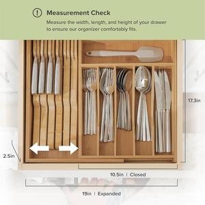 Organisateur de couverts extensible en bois réglable, distributeur de couverts, distributeur de couverts de cuisine transfrontalier - Product Image 5