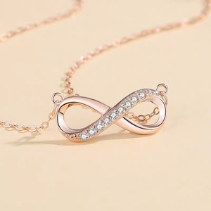 Argento sterling 925 moda 8-line ciondolo di diamanti con clavicola catena signore collana gioielli amore infinito per lei - Product Image 5