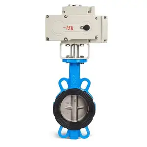 Dn50 Dn65 Dn100 Water Electric Actuator Control 220v Epdm Ptfe Rubber Seal Wafer Type Motorized Butterfly Valve