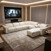 Ensemble de canapé d'angle sectionnel inclinable en cuir et tissu avec chaise longue de rangement extensible pour salon