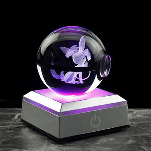 Bola de <span class=keywords><strong>Pokemon</strong></span> con grabado 3D de cristal con Base LED para regalos de recuerdos de Navidad - Product Image 4