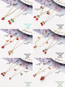 XUPING gioielli in acciaio inox perla perla ciliegia orecchino <span class=keywords><strong>collana</strong></span> fragola farfalla <span class=keywords><strong>coccinella</strong></span> frutta bambina <span class=keywords><strong>collana</strong></span> bambino - Product Image 2