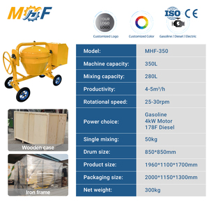 Betoniera per Costruzioni, Modelli Elettrici, a Benzina e Diesel con Capacità Produttiva di 4-5 <span class=keywords><strong>M</strong></span>³/h. Carrello Mobile a 4 Ruote da 350L - Product Image 3