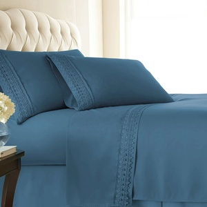 Nhà Thiết Kế Mới Độc Vua Nữ Hoàng Chải 100% Bộ Chăn Sợi Nhỏ 90gsm 100% Ga Trải Giường Polyester - Product Image 5