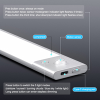 Lámparas de Inducción RGB Inalámbricas de Aluminio, Tira de Luz Regulable Desmontable con Sensor de Movimiento, Luz Nocturna con Efecto Fluido, Hogar Inteligente