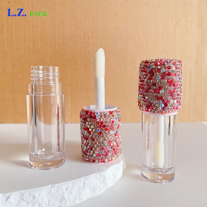 LZ Pack Stock 6ml Big Wand Bling Pink Silver New Rhinestone Lipgloss Bottles Logo personnalisé Chunky Empty <span class=keywords><strong>Lip</strong></span> Gloss Tubes avec boîte - Product Image 3