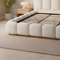 Cadre de lit king size rembourré blanc, lit plateforme rembourré doux, design européen, meubles de chambre à coucher