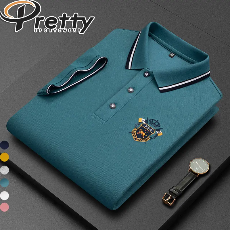 新しいデザインの男性刺繍ポロシャツプラスサイズの高品質コットンメンズポロ半袖シャツビジネスゴルフシャツ