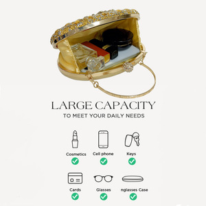 Nuova Elegante Pochette da Sera con Strass, Grande Capacità, Catena Staccabile, per Matrimoni e Feste, <span class=keywords><strong>Borsa</strong></span> da Sera di Lusso per Donne - Product Image 6