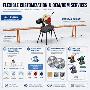 เครื่องตัดวัสดุหลากหลายชนิด JD-P305 กำลังไฟ 1.1 กิโลวัตต์ เลื่อยวงเดือนแบบแมนนวล สำหรับงานตัดอะลูมิเนียม ไม้ พลาสติก โปรไฟล์ และกรอบรูป - Product Image 3