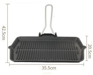 Poêle à griller rectangulaire en fonte pré-culottée antiadhésive moderne pour steak croustillant et cuisinières à gaz/à induction - Product Image 3