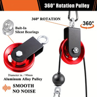 Rueda de polea roja de 90mm para máquina de Cable, rodamiento de 660 libras, equipo de gimnasio en casa, accesorio extraíble, polea de levantamiento de pesas