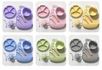 Ensemble de vaisselle pour bébé personnalisé avec logo, sans BPA, comprenant un bavoir à ventouse, un bol, une assiette et un ensemble d'alimentation en silicone pour bébé
