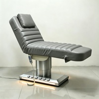 Table de massage moderne en acier inoxydable avec commande au pied intégrée, électrique, portable, 3 moteurs, lit de beauté pour soins du visage