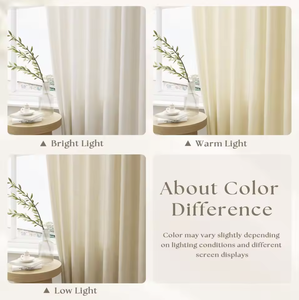 Cortinas Opacas de Algodón Ultra Suave Grueso de Alta Calidad, Estilo Francés Delicado Color Crema, Cortinas Inteligentes con Tela Comparable <span class=keywords><strong>a</strong></span> la de la Colección Madre e Hijo - Product Image 3