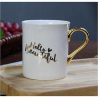 Tasses en céramique Chauffe-eau de chat en or avec impression de logo personnalisé Pipe magique Noël Bière émail blanc Ensemble tasse et assiette
