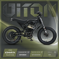 Vélo de montagne électrique pour adultes DITON S-300 3000W 60V 25AH, 7 vitesses, 70 km/h, suspension intégrale, frein à disque hydraulique
