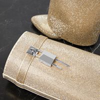 Bottes Hautes Scintillantes à Strass et Bout Pointu pour Femmes, Modèle Pliable, Talon Plat Compensé, Style Hiver Élégant