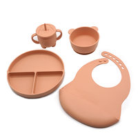 Ensemble d'alimentation pour bébé en silicone sans BPA, écologique et sans phtalates, avec bol, assiette et tasse, design facile à transporter pour 0-12 mois