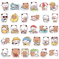 50 pièces, vente chaude en usine, autocollants mignons personnalisés de couple de dessins animés Yier et Bubu pour claviers et porte-clés